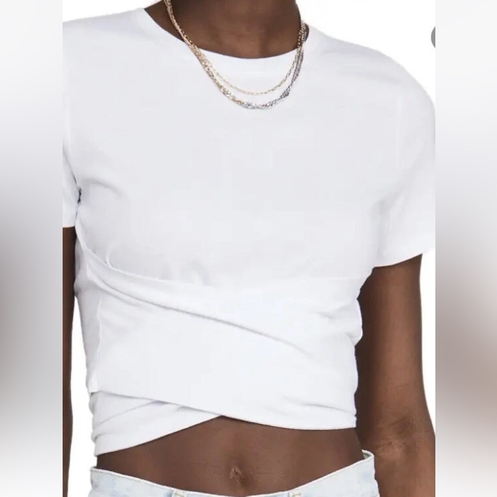 Good American White wraparound Crop Top